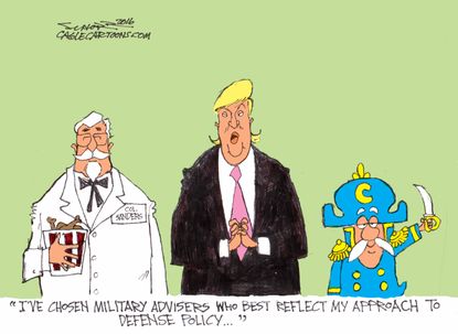 Political Cartoon U.S. Trump Advisors 2016