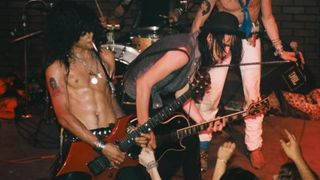 A picture of Slash playing the BC Rich Warlock with Guns N' Roses
