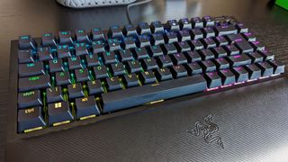 Razer BlackWidow V4 75% keyboard front view with RGB