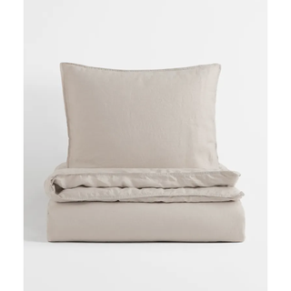 beige linen duvet and pillow cover