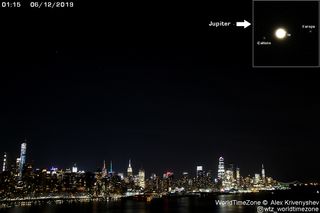 Alexander Krivenyshev of WorldTimeZone.com captured these shots of Jupiter over New York City on June 12, 2019.