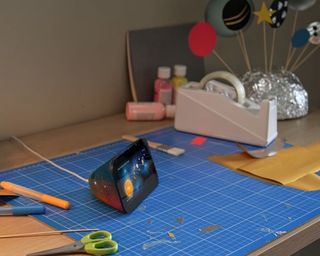 Amazon Echo Show Kids on crafting table