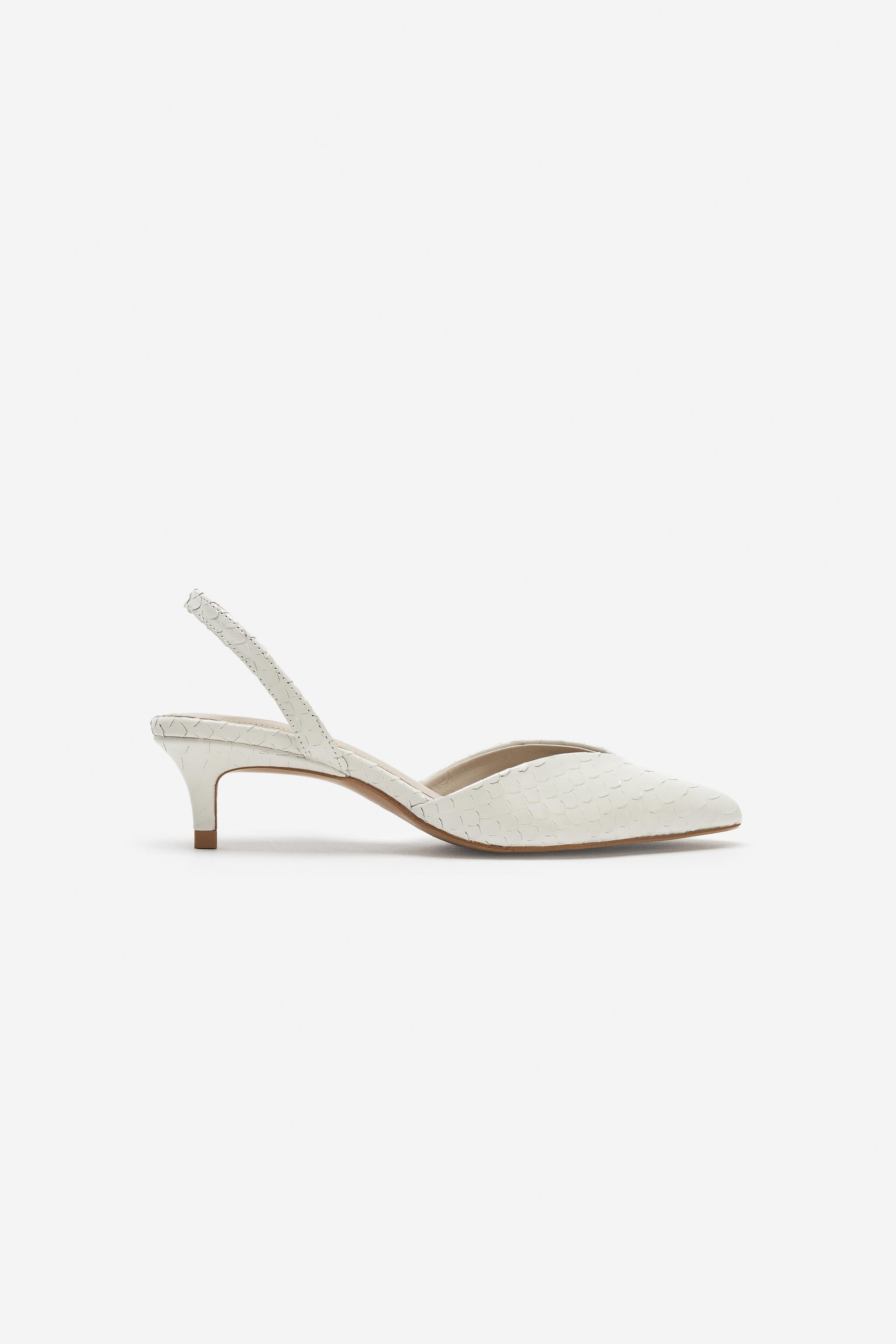 Leather Kitten Heel Shoes - the Item Zara Woman - White - 3