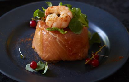 Prawn cocktail and salmon parcels