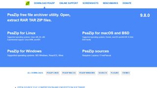 Website screenshot for PeaZip.