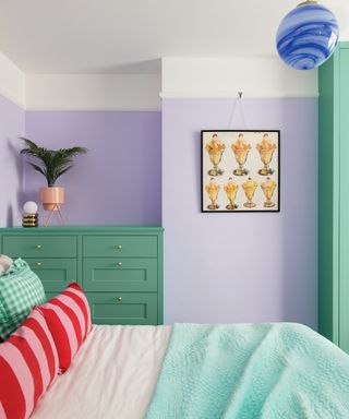 purple and green bedroom