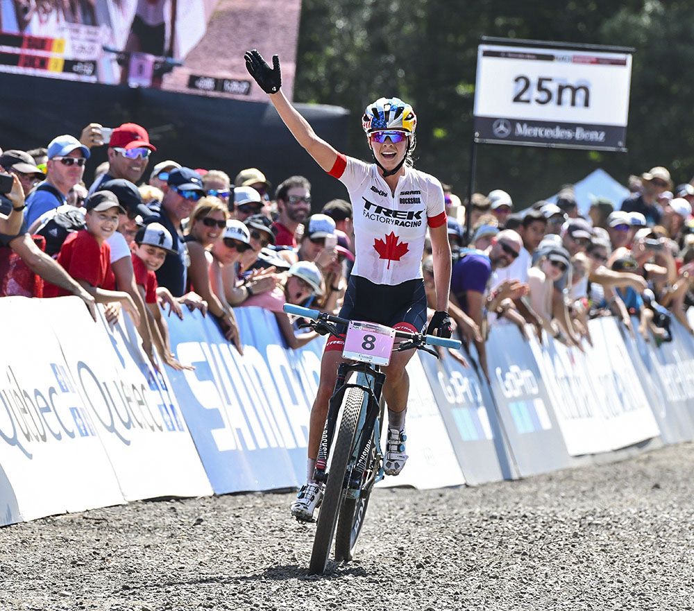 Local favourite Emily Batty (Trek Factory Racing XC) finishes third