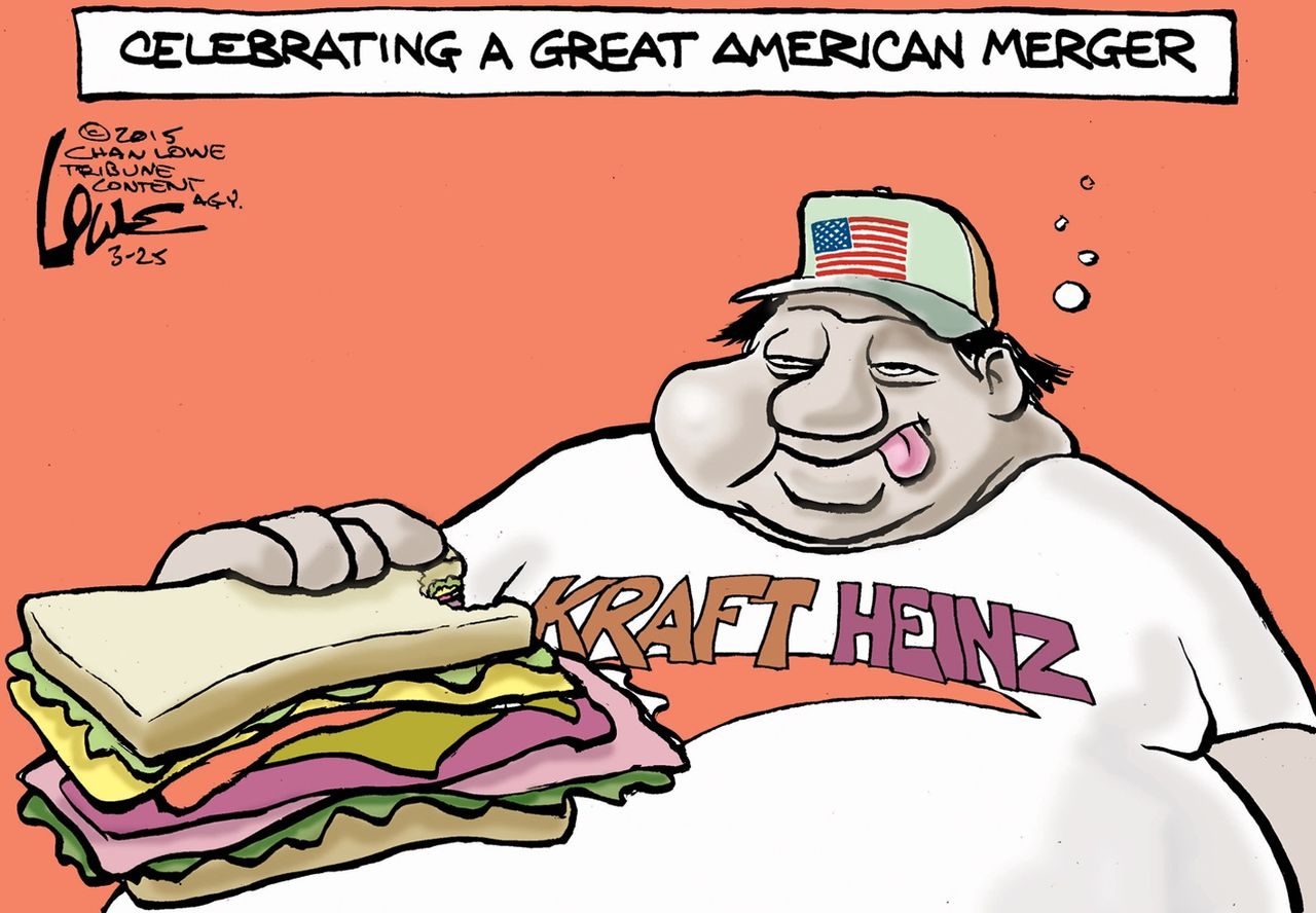 Editorial cartoon U.S. Kraft-Heinz merger