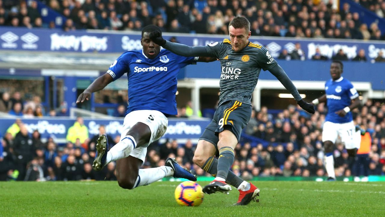 Jamie Vardy scored Leicester City’s goal in the 1-0 win against Everton on 1 January