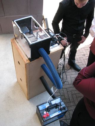 A "proof of concept" model of the solar-powered device to preserve historical texts was demonstrated on Aug. 19, 2015, at the University of Toronto.