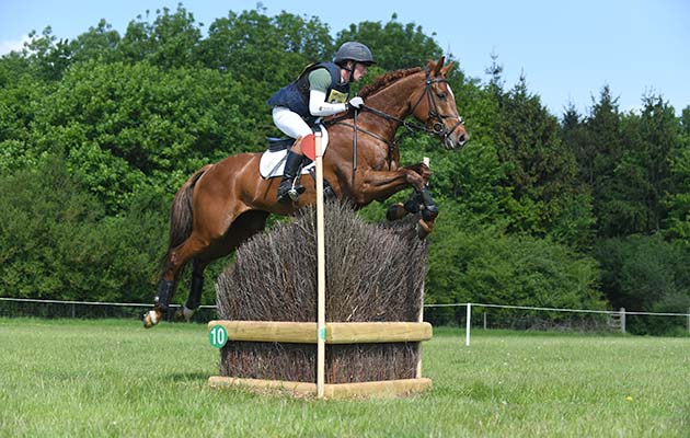 Simon Grieve riding MR FAHRENHEIT III in OI Section P, during the Fairfax &amp;amp; Favour Rockingham International Horse Trials in the parkland of Rocking Castle near Corby in the county of Northamptonshire in the UK on 20th May 2018