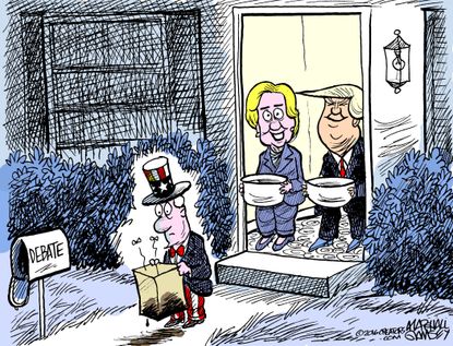 Political cartoon U.S. 2016 election American voters