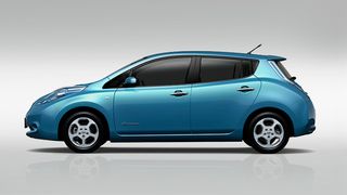 The Nissan Leaf car on a grey background