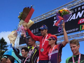 Vincenzo Nibali on the top step of the Taiwan KOM Challenge
