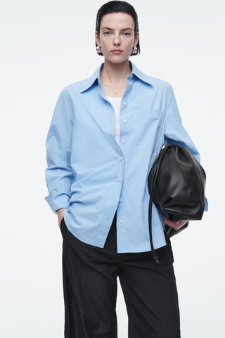 Cos Oversized Tailored Shirt in blue