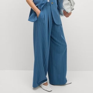 M&S Pinstripe Wide-Leg Trousers