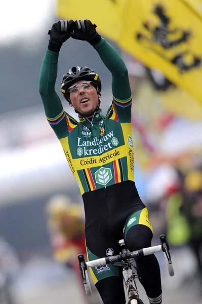 Sven Nys celebrates his seventh Belgian 'cross championship.
