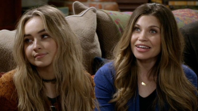 Maya and Topanga sitting on the couch in the Girl Meets World finale.