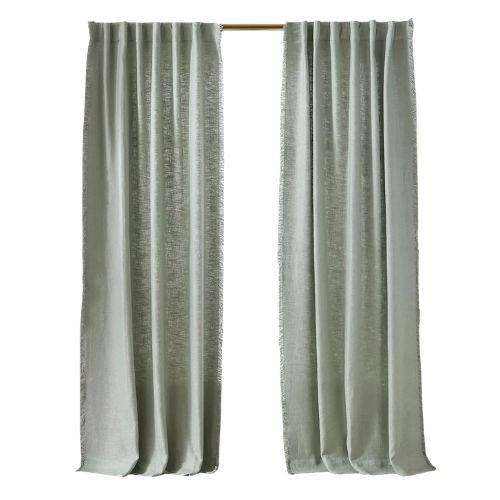 Green linen curtains