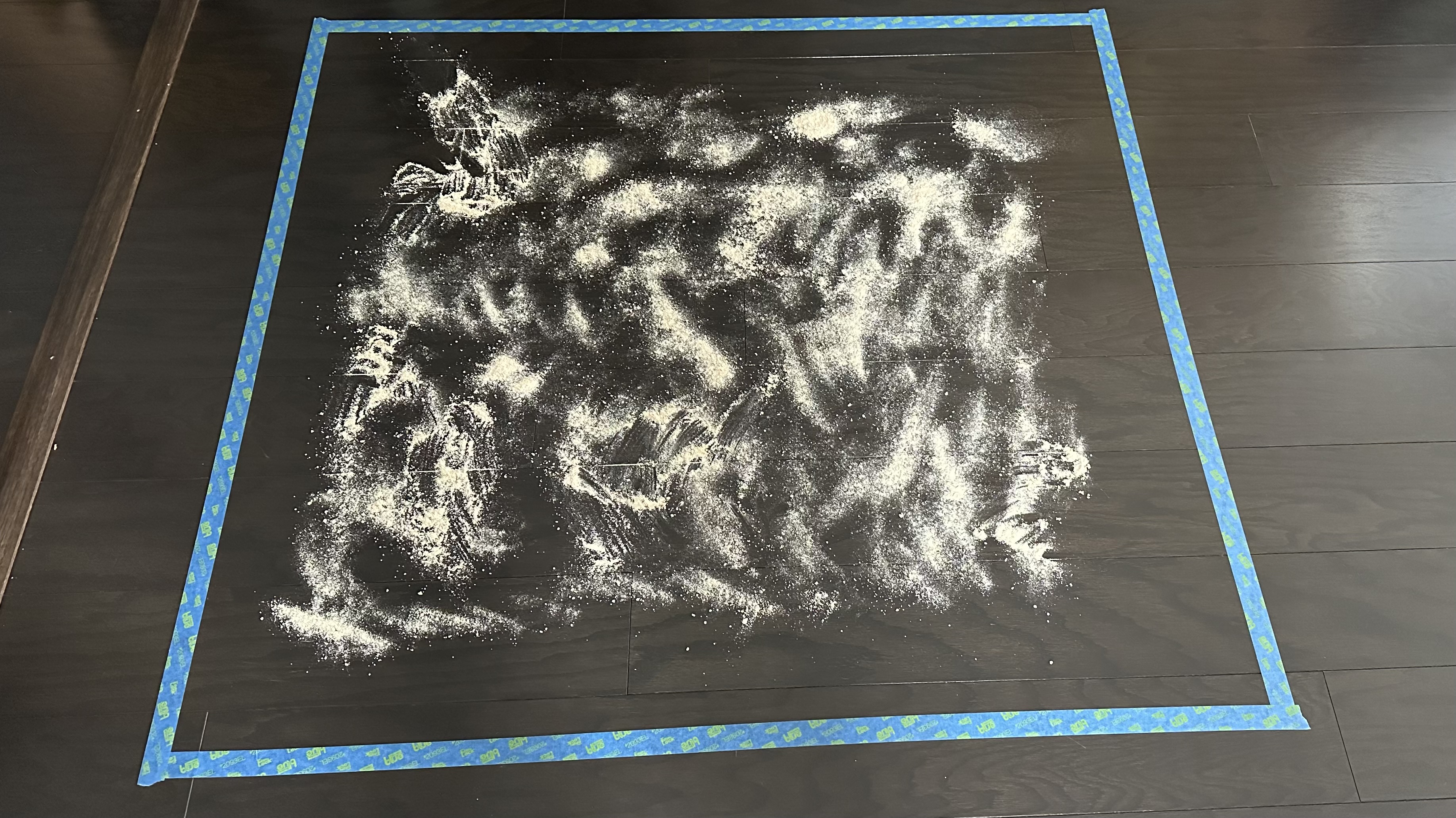 Fine particles on hard floor before testing