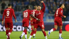 Liverpool’s Alex Oxlade-Chamberlain celebrates his first goal against Genk in the Champions League 