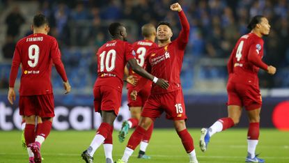 Liverpool’s Alex Oxlade-Chamberlain celebrates his first goal against Genk in the Champions League 