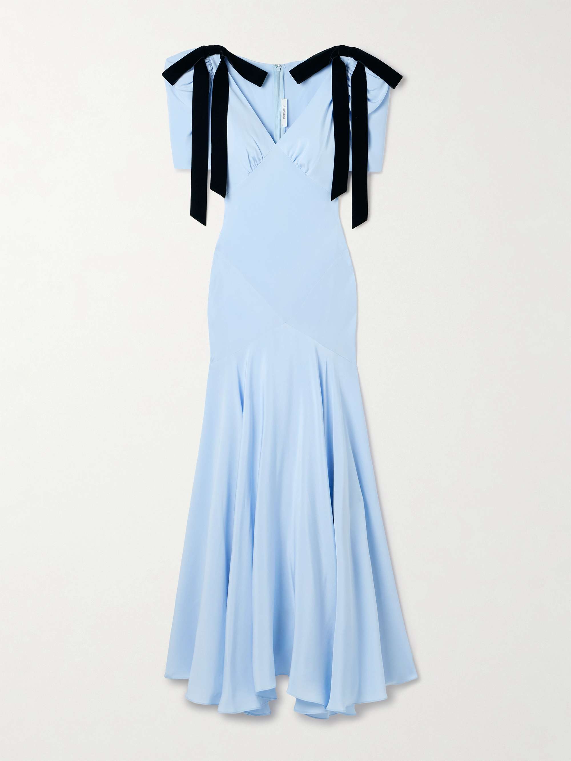 Velvet Bow-Embellished Silk-Crepe Gown