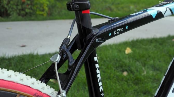 Trek's IsoSpeed frame design features a pivot at the seat cluster that allows the seat tube to flex independently of the top tube and seatstays. It seems gimmicky but it's remarkably effective. While Katie Compton (Trek Factory Racing) has disc brake-equipped bikes she still prefers the cantilever machines for racing in Europe
