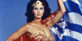 Lynda Carter as a cape-wearing Wonder Woman