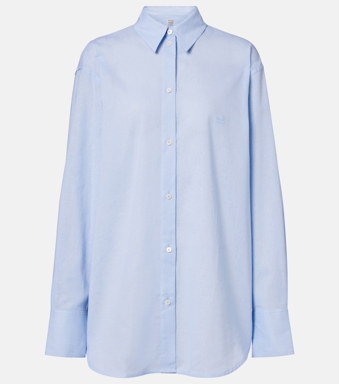 Oversized Cotton and Linen Shirt in Blue - Toteme