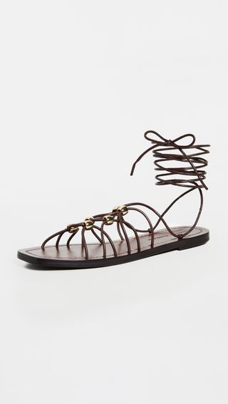 Mella Strappy Beaded Flat Sandals