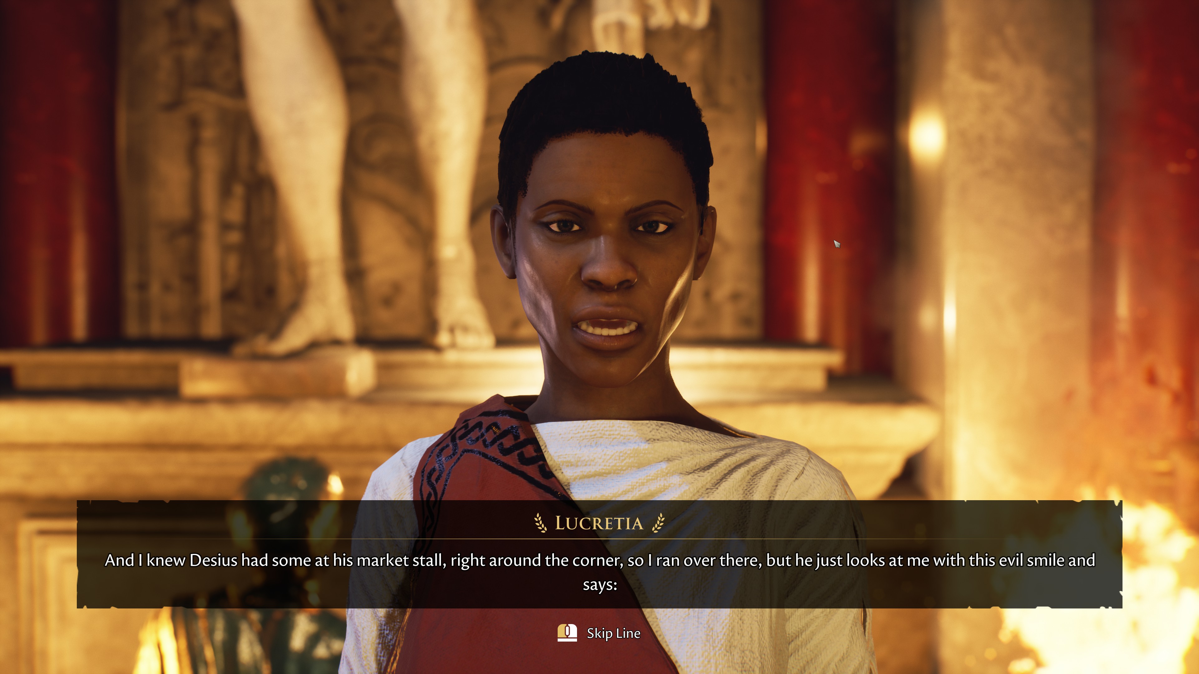 A close-up of Lucretia, the doctor from The Forgotten City