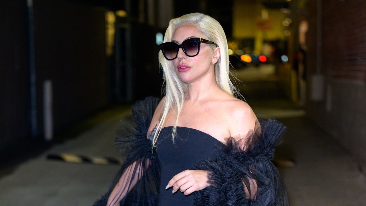 Lady Gaga is seen at &quot;Jimmy Kimmel Live&quot; on January 24, 2022 in Los Angeles, California.