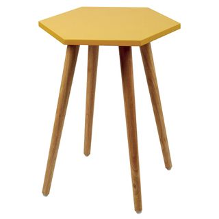 hexagonal top side table in yellow colour