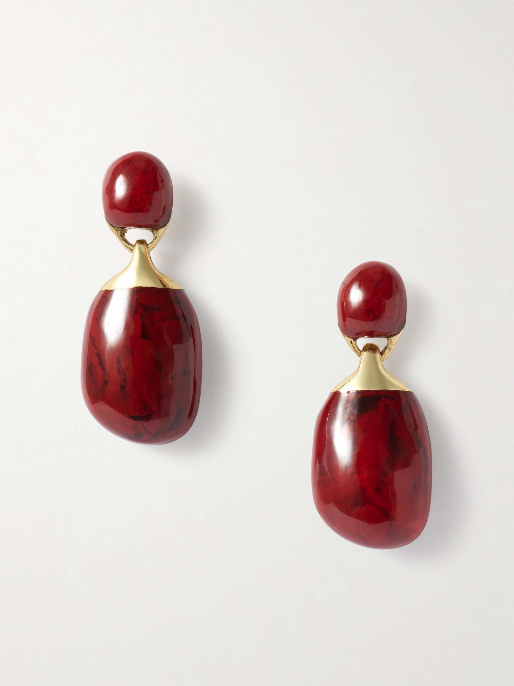 Small River Rock Gold-Plated and Resin Earrings
