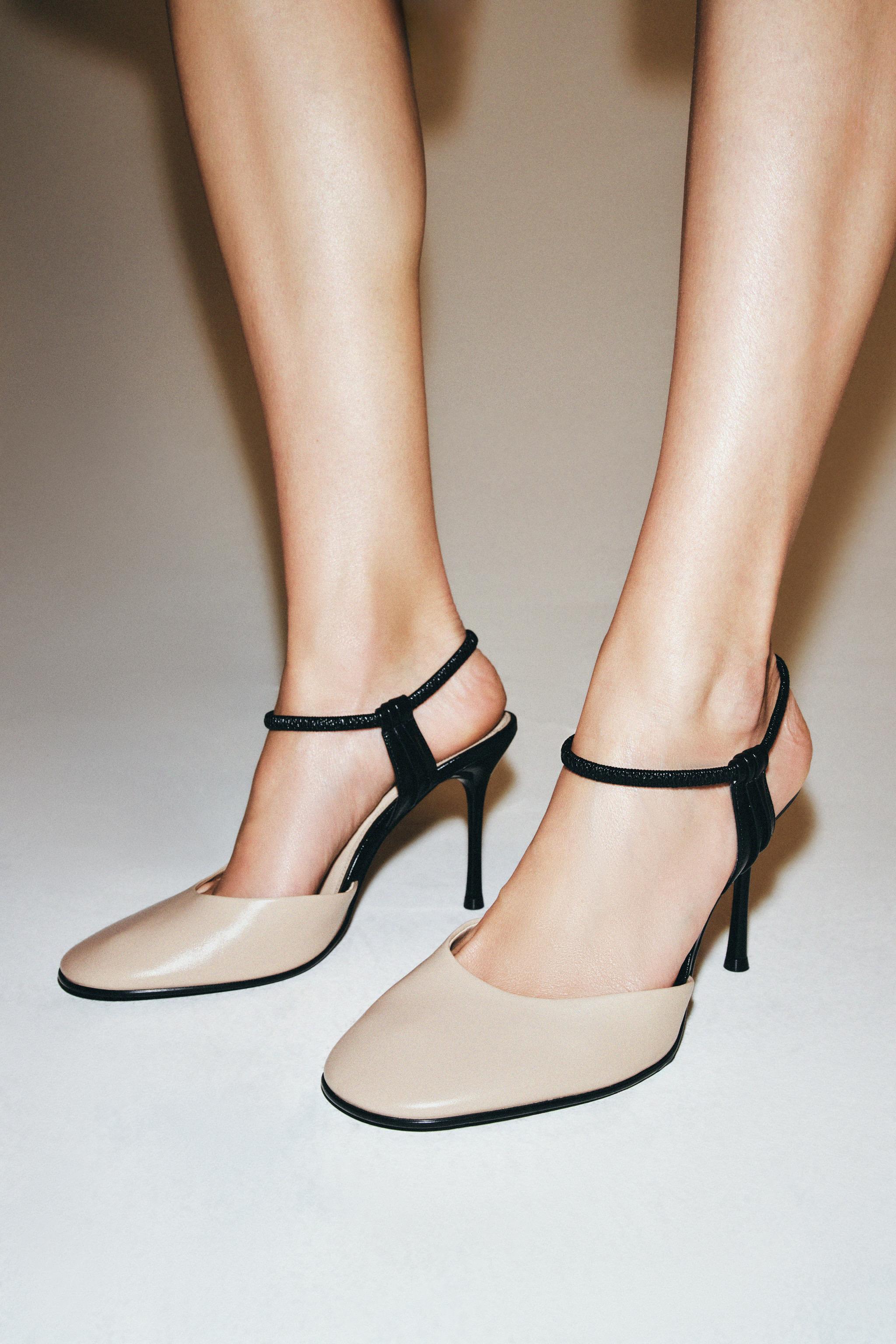 Leather Slingback Heels - Multi-Color - 5