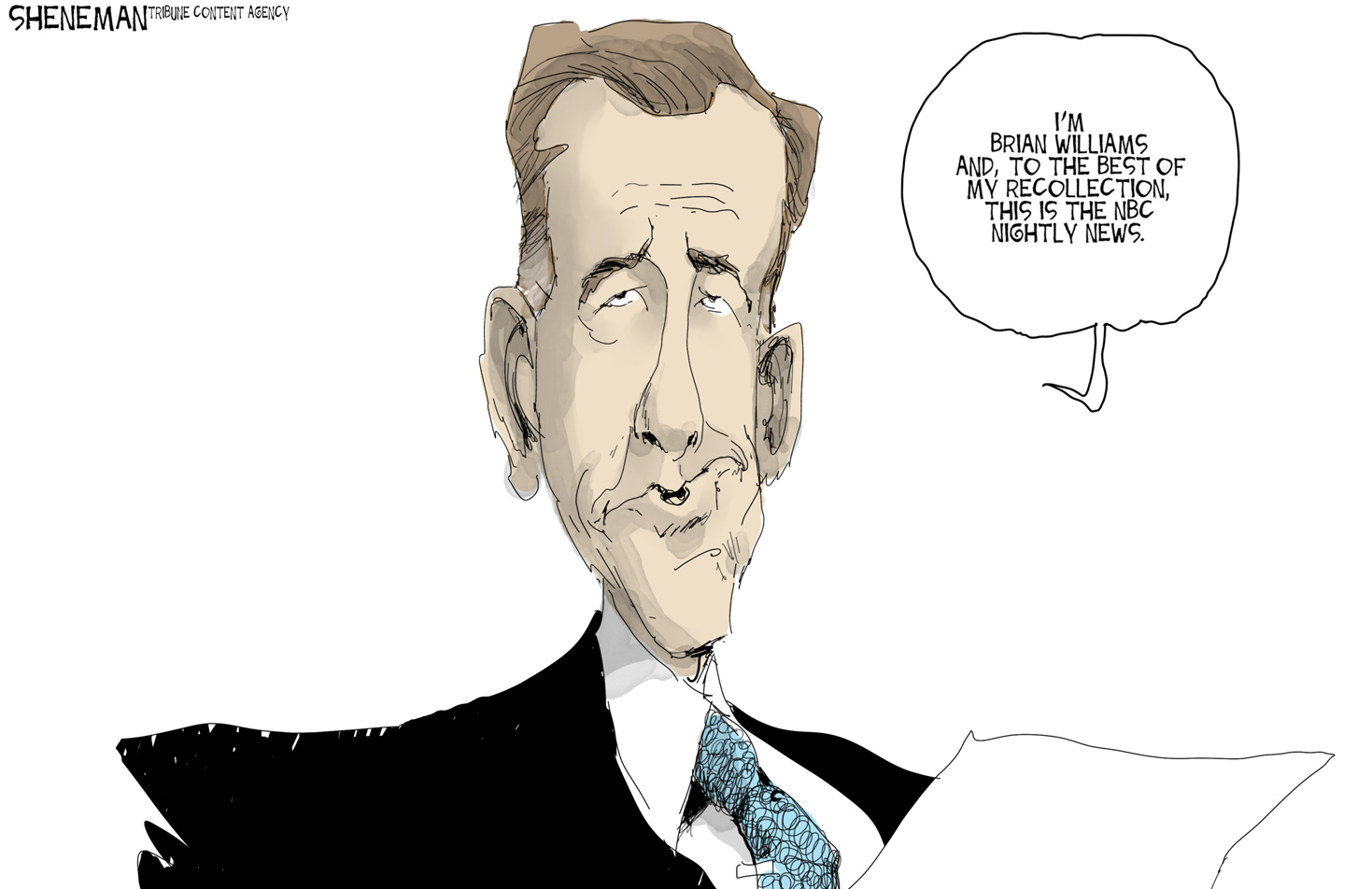 Editorial cartoon U.S. entertainment Brian Williams