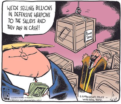 Political Cartoon U.S. Trump Saudi Arabia Weapons