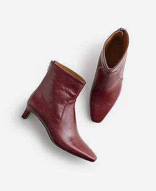 Madewell, The Dimes Kitten-Heel Boots in Deep Merlot