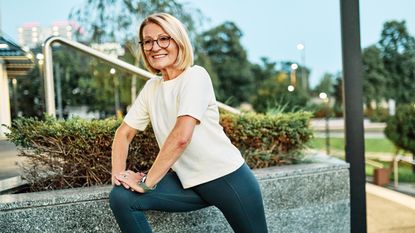 a middle-aged woman working out