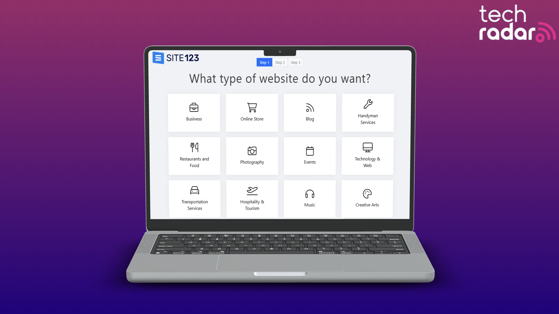 free website buider being used on laptop screen