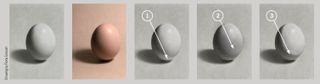 Tonal values: 5 images of a egg to demonstrate different tonal qualities and mistakes