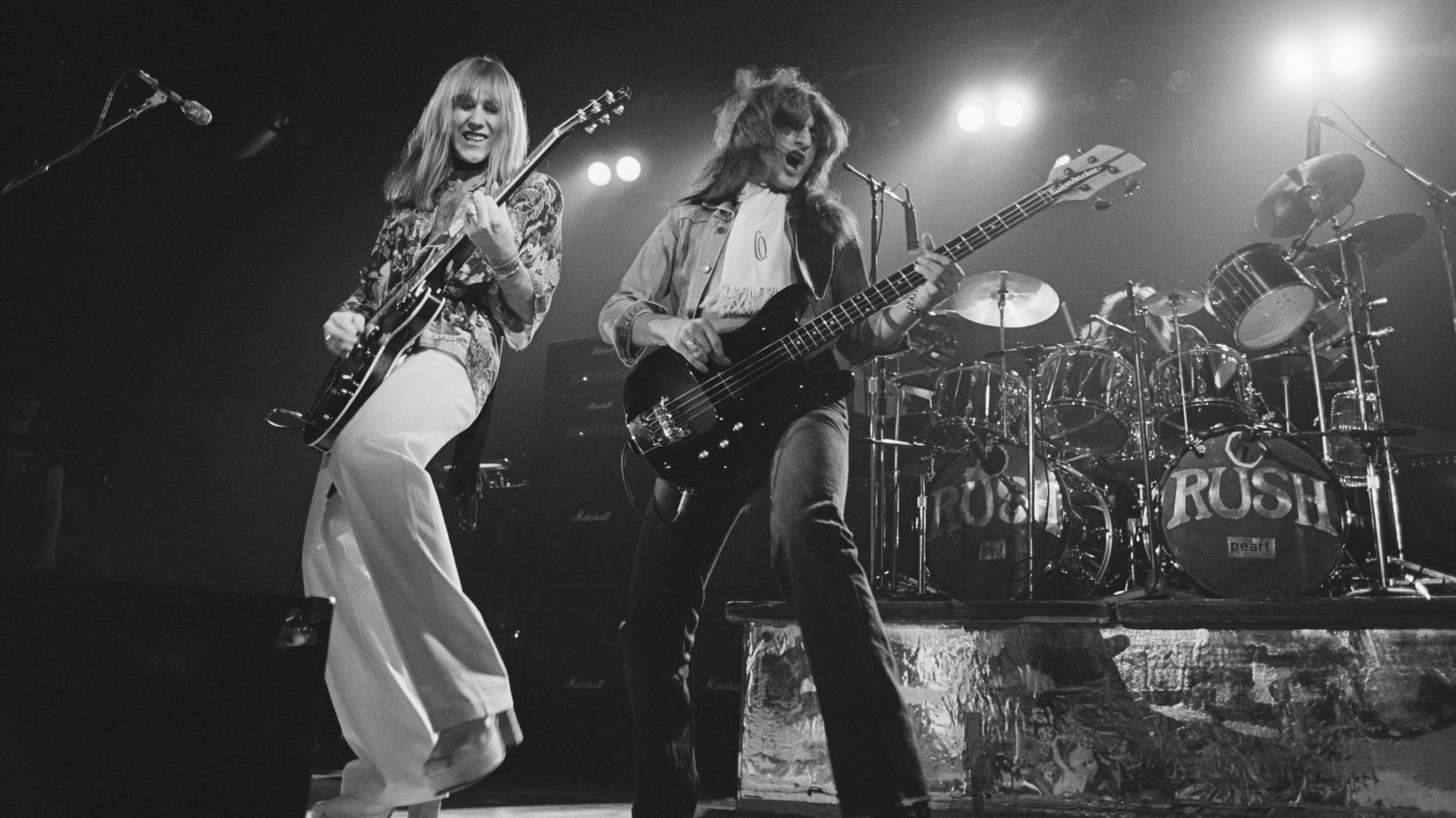 Rush, at the Civic Center in Springfield, Massachusetts, during the band&#039;s All The World&#039;s a Stage tour, 9th December 1976.