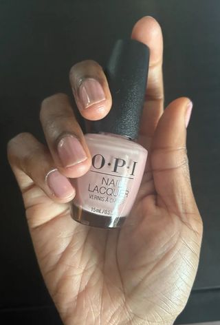 Brittany wearing OPI Bare My Soul nail polish