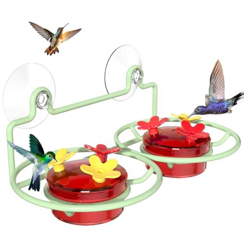 Dreamdrawer Window Hummingbird Feeder, Small Hummingbird Feeder for Outdoors With Strong Suction Cup - Metal Base &amp;amp; 6 Feeding Ports, Easy to Clean and Refill