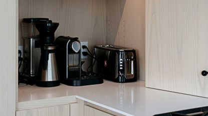 a countertop with appliances on it