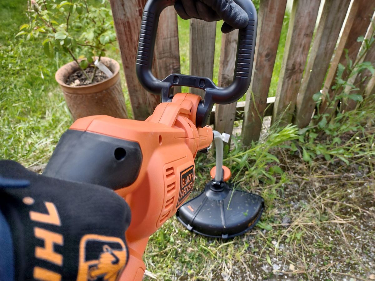 before strimming weeds with the black + decker gh3000
