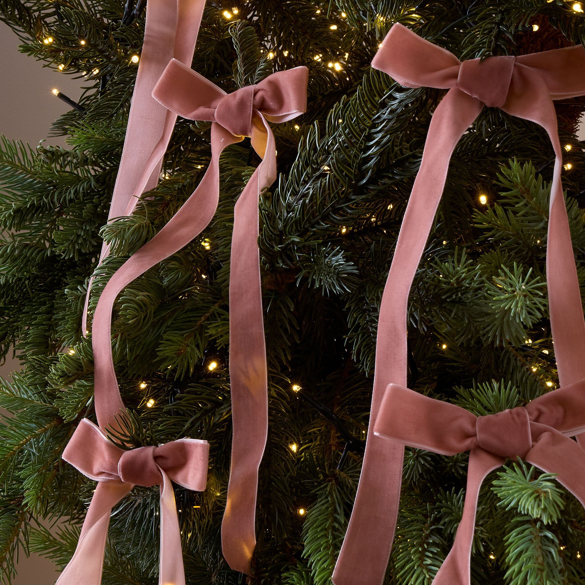 Velvet Bow Clip-On Ornaments (Set of 6) in Rose