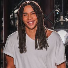 Olivier Rousteing at his final Balmain show before becoming creative director at Rabanne.