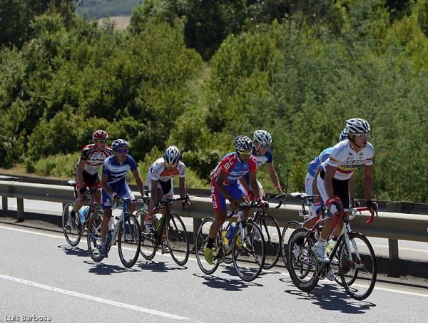 Riders on the attack in stage 6.